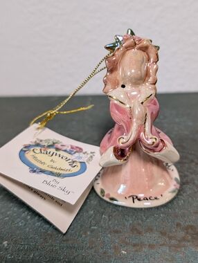 NWT Blue Sky Clayworks "Peace” Angel 2001 Christmas Ornament Heather Goldminc